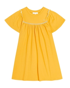 Хлопковое платье с оборками, желтый Chloé kids