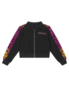 Толстовка на молнии с логотипом из смесового хлопка, черный Versace
