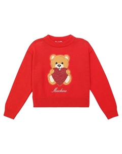 Свитер teddy bear из хлопка и шерсти, красный Moschino kids