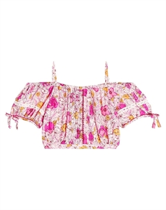 Топ bonny с цветочным принтом и открытыми плечами, розовый Poupette st barth kids