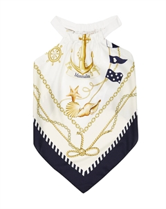 Топ с вырезом халтер и принтом, белый Monnalisa