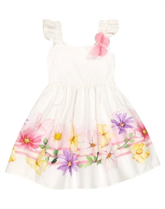 Платье из хлопкового поплина с цветочной аппликацией, разноцветный Monnalisa