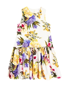Платье из хлопкового поплина с цветочным принтом Dolce&Gabbana Kids, мультиколор Dolce&gabbana
