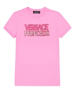 Платье из хлопка с принтом, розовый Versace