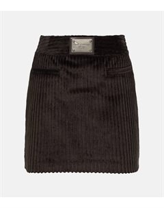 Вельветовая мини-юбка с логотипом Dolce&Gabbana, фиолетовый Dolce&gabbana