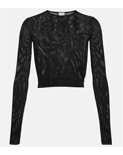 Прозрачный укороченный свитер, черный Saint laurent