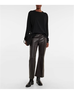 Расклешенные кожаные брюки Beck, коричневый The row