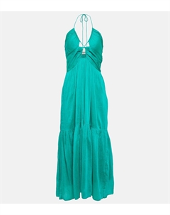 Платье миди Birona из хлопка и шелка, зеленый Isabel marant