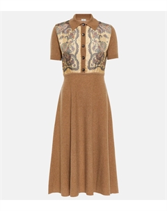 Платье миди из кашемира, шерсти и шелка, коричневый Etro