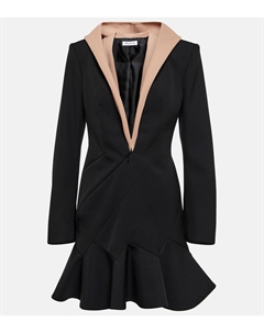 Мини-платье из натуральной шерсти с капюшоном, черный Alaia