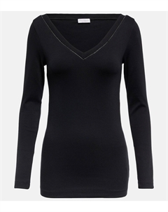 Топ из смесового хлопка, черный Brunello cucinelli