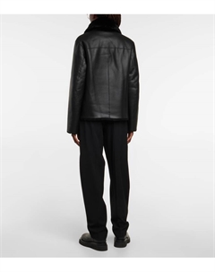 Двубортная кожаная куртка, черный Joseph