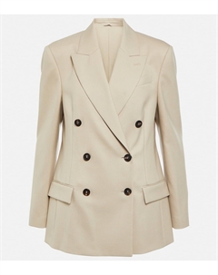 Двубортный блейзер из шерсти, бежевый Brunello cucinelli