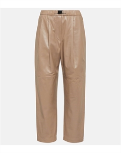 Кожаные брюки со средней посадкой, розовый Brunello cucinelli