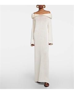 Трикотажное платье макси Cyra из смесового хлопка, белый Khaite