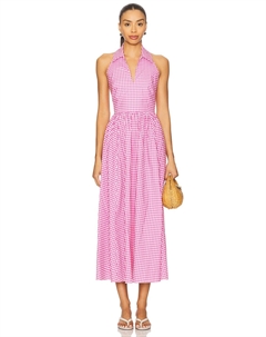 Платье миди Aya, fuschia purple gingham Caroline constas