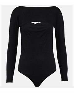 Боди из шерсти с вырезами, черный Wolford