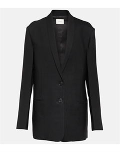 Однобортный шерстяной блейзер с накидкой, черный The row