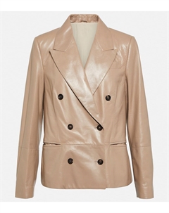 Двубортный кожаный блейзер, розовый Brunello cucinelli