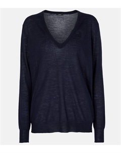 Кашемировый свитер Cashair с V-образным вырезом, синий Joseph