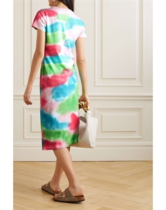 Платье из смесового хлопково-кашемирового джерси с каскадным принтом, мультиколор The elder statesman