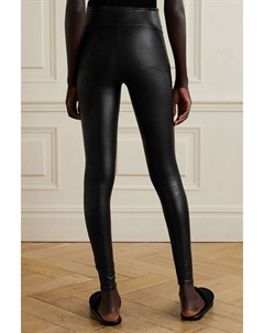 Леггинсы из искусственной эластичной кожи, черный Spanx