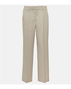 Прямые шерстяные брюки с высокой посадкой, бежевый The row