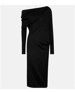 Платье миди из кашемира и шелка с открытыми плечами, черный Tom ford