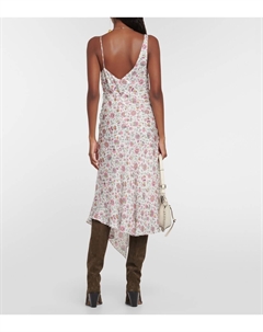 Атласное платье миди lucia с цветочным принтом, мультиколор Isabel marant