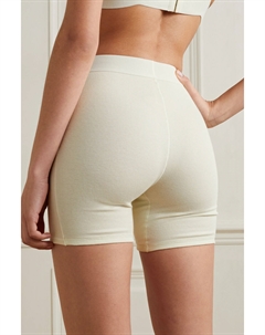 Хлопковые шорты из смесового хлопкового джерси в рубчик - Bone, кремовый Skims