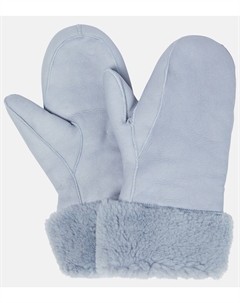 Кожаные варежки с отделкой из овчины, синий Yves salomon
