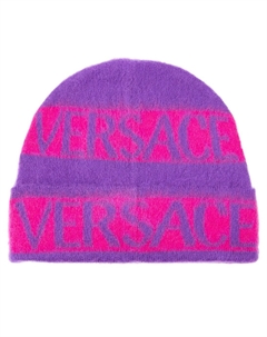 Шапка-бини из шерсти с логотипом, розовый Versace