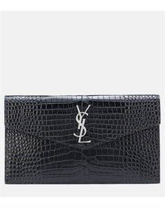 Клатч Uptown из кожи с тиснением, черный Saint laurent