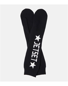 Варежки из натуральной шерсти с логотипом, черный Jet set