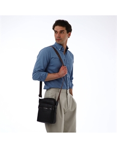 Сумка кросс-боди мужская, на молнии, 3 наружных кармана, 21×8×24 см, коричневая Textura