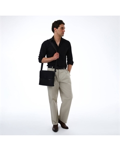 Сумка деловая мужская, на молнии, 34×8×25 см, черная Textura