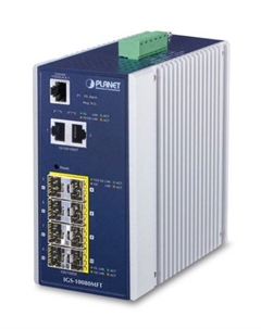 Коммутатор промышленный управляемый IGS-10080MFT IP30 8X100/1000F SFP + 2x10/100/1000T (-40 to 75 degree C), 1588 Planet
