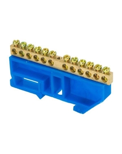 Шина sn0-125-12-d "0" N (8x12мм) 12 отв. латунь синий изолятор на DIN-рейку Ekf