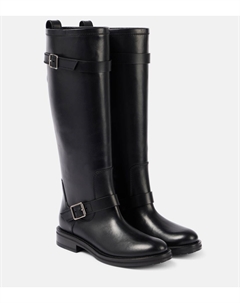 Байкерские сапоги из речной кожи до колена, черный Saint laurent