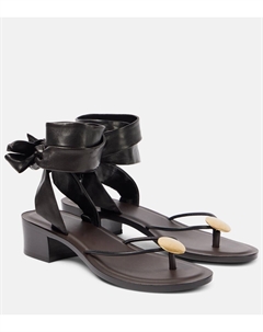 Сандалии из вельветовой кожи, цвет espresso/dark brown/brass The row