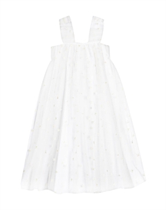 Платье с тюлевой отделкой и фантазийной вышивкой, белый Bonpoint