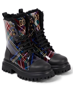 Клетчатые кожаные ботинки Dolce&Gabbana Kids, цвет tartan fdo blu navy Dolce&gabbana