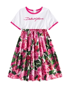 Платье из хлопкового поплина с вышивкой Dolce&Gabbana Kids, цвет variante abbinata Dolce&gabbana