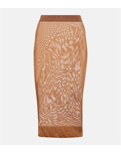 Атласная юбка миди, цвет noisette Saint laurent