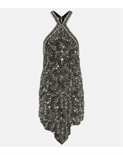 Шелковое мини-платье mahina с декором, серебро Isabel marant