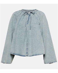 Джинсовый топ из хлопка и льна, синий Frame