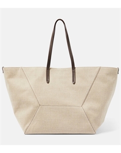 Большая холщовая сумка-тоут, серый Brunello cucinelli