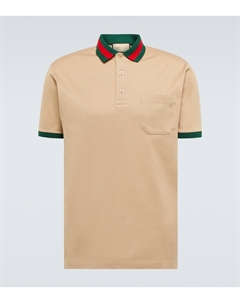 Рубашка-поло из пике с воротником-стойкой, бежевый Gucci