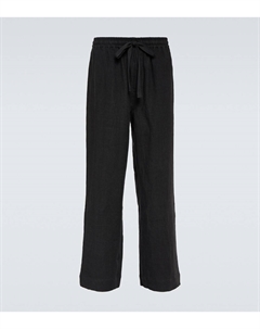 Широкие льняные брюки, черный Commas