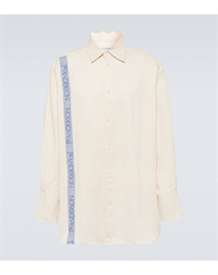 Полосатая рубашка из хлопка и льна, белый Jw anderson